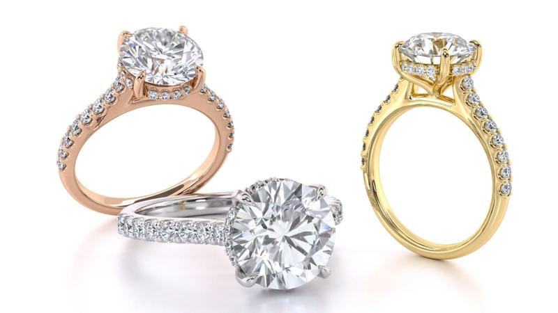 Round Cut Hidden Halo Engagement Ring