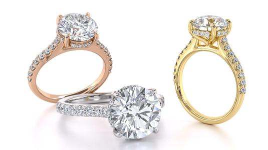 Round Cut Hidden Halo Engagement Ring
