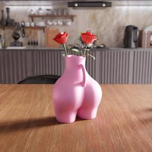 3D Woman Body Flower Vase STL File – Minimalist Body Art Vase, Sexy Butt Vase, Woman Line Art, Digital File, Nude Art, Modern Home Decor