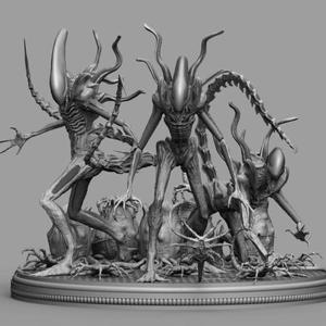Alien Xenomorph Slenders with Eggs and Facehuggers