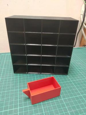 Box with 20 drawers and a drawer in the box