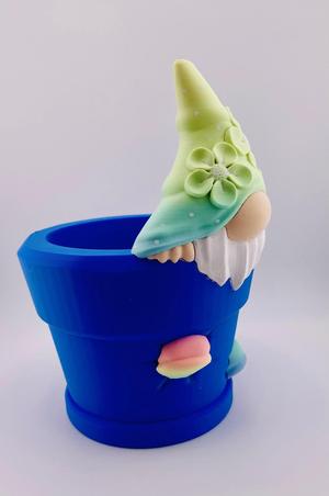 Gnome Climbing Out of Pot Planter