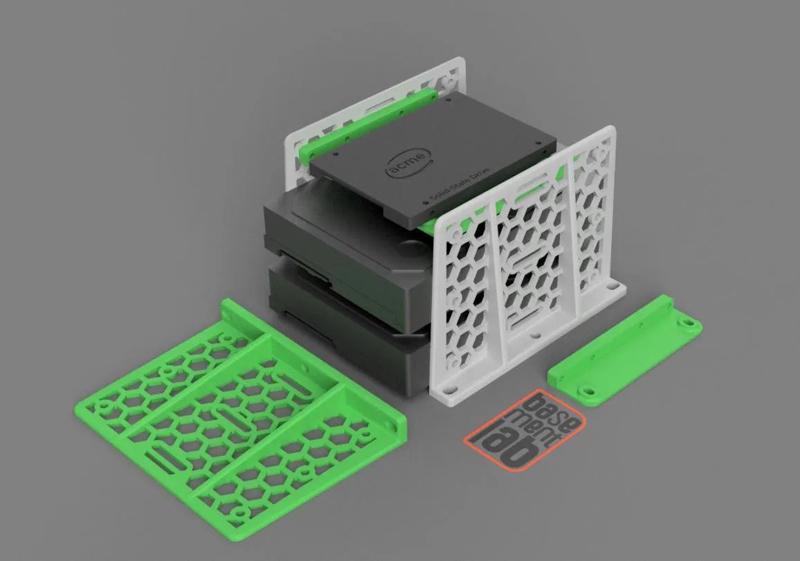 HDD 2.5/3.5" Adapter-Bracket 3 Slot for Rack - 2020 Profile - Pc Test Bench case   