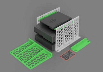 HDD 2.5/3.5" Adapter-Bracket 3 Slot for Rack - 2020 Profile - Pc Test Bench case   