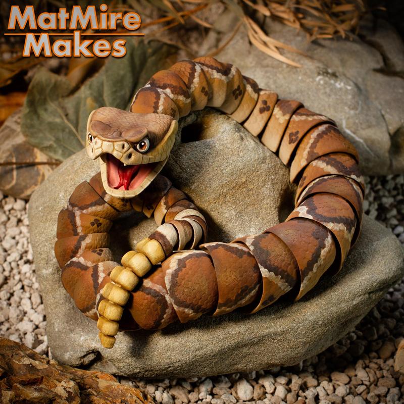 Rattlesnake, Print-In-Place Body, Snap-Fit Head, Cute Flexi