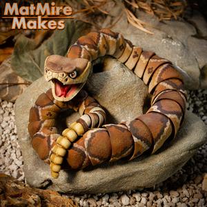 Rattlesnake, Print-In-Place Body, Snap-Fit Head, Cute Flexi