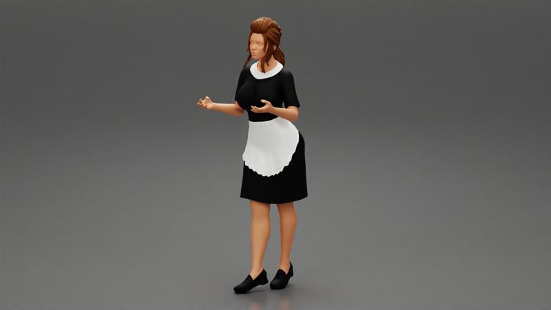 Sexy Maid woman carrying tray of Cupcakes