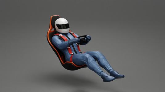 2 Models – Racing Driver Sitting in Touring Car Cockpit with Racing Suit and seat