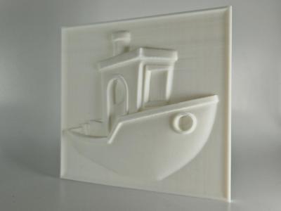 A relief artwork of the iconic Benchy