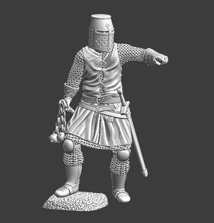 Medieval knight pointing – holding flail