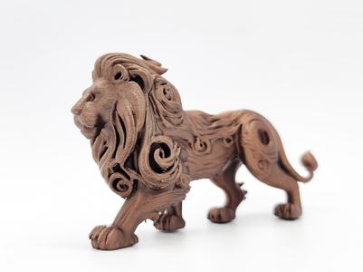 Wood-Carved Lion