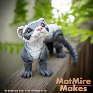 Ferret, Articulated fidget, Print-In-Place Body, Snap-Fit Head, Cute Flexi