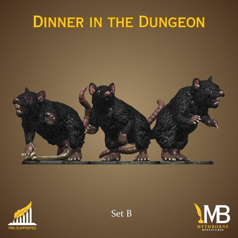 Dinner In The Dungeon Set B Giant Rat Trio