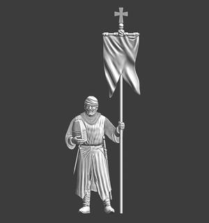 Wounded brother Knight with banner