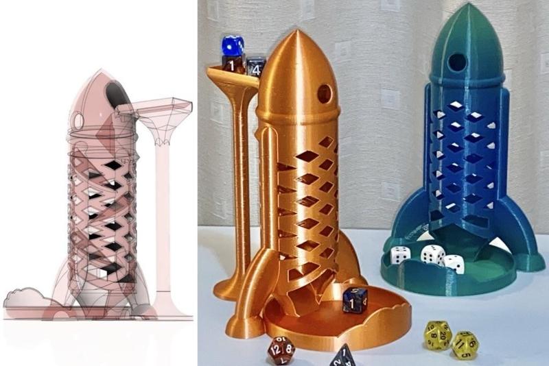 Spaceship / Rocket Dice Tower with Loading Tower