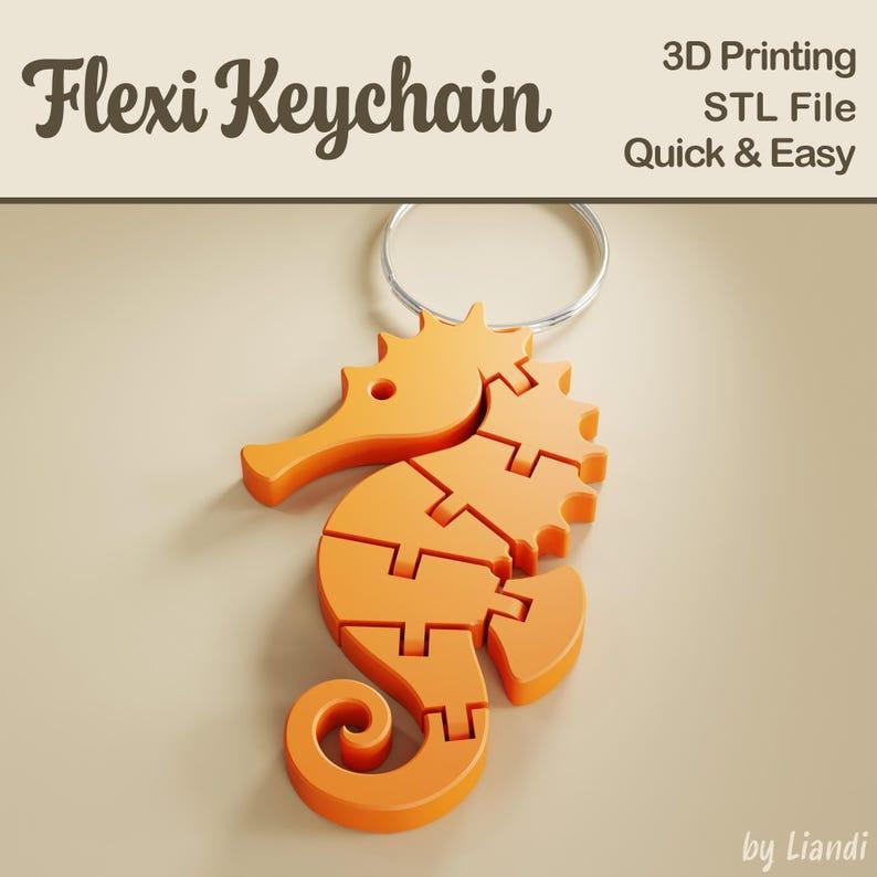 Flexi Seahorse STL Keychain - 3D Print File, Flexible Fidget Summer Keyring Bag Charm, Articulated, Digital Download for Commercial Use