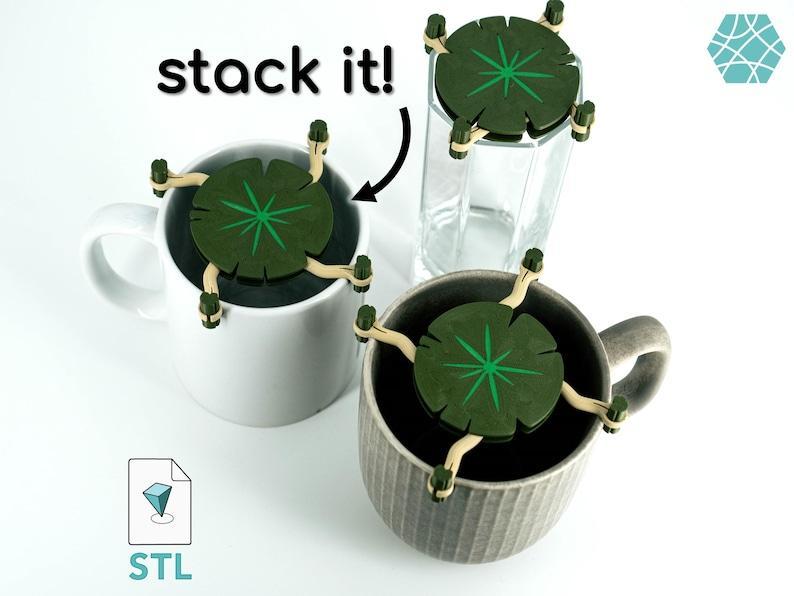 Mug Stacker Lily Pad 3D Printable STL | Organize your Drinkware with “Lilia”