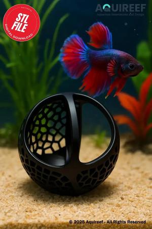 Betta Cave Hammock | Floating, Mounted & Free Placement Aquarium Fish Resting Cave | Modern Betta Fish Hideout Sphere