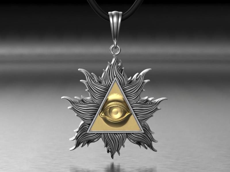 Jewelry Gold Pendant with Eye Masonic Symbol 0322 Stl 3dm Fbx