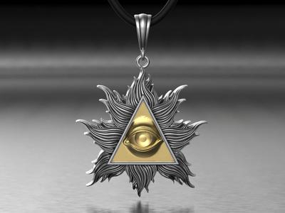 Jewelry Gold Pendant with Eye Masonic Symbol 0322 Stl 3dm Fbx
