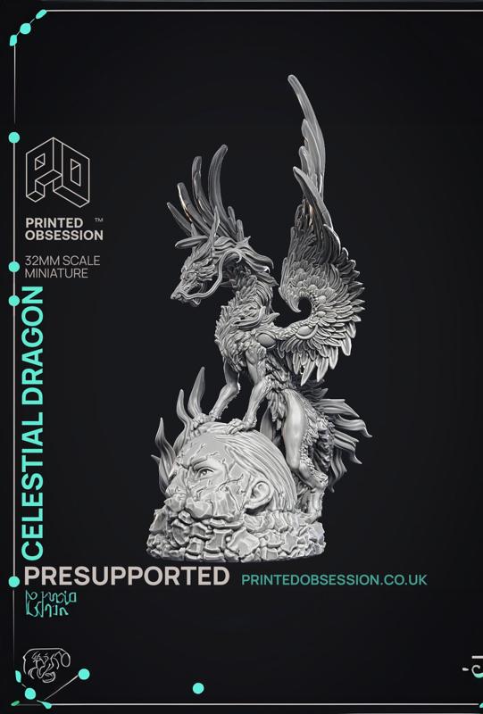Celestial Dragon – Dragon Lord – PRESUPPORTED – Illustrated and Stats – 32mm scale