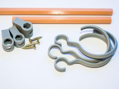 Organization hanging system with brackets, rods and hooks  (Kitchen etc.)