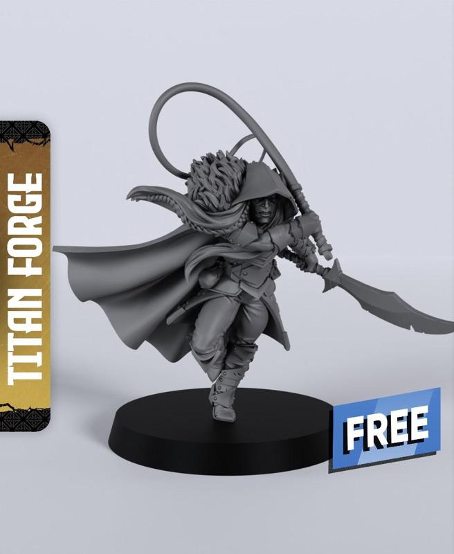 Drow Male Ranger Whip – With Free Dragon  – 5e DnD Inspired for RPG and Wargamers