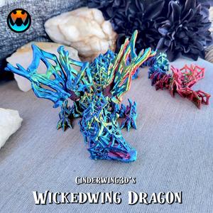 Wickedwing Dragon, Imposing Halloween Dragon, Print in Place, No Supports
