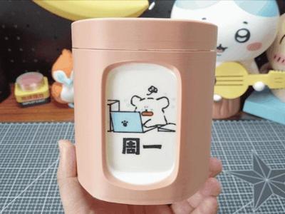 Rotating Flip-Page Pen Holder (Line Art Puppy/Pink Bunny) Print-in-Place No Painting Required