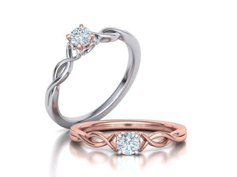 Heart Engagement ring with 4mm stone 3dmodel