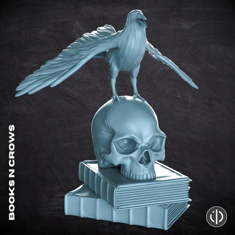 [FREE] Figure Sculpture “Books n Crows” Office Decoration