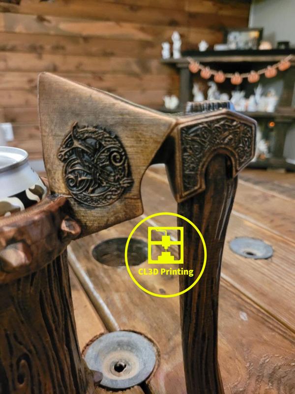 Wood with Viking Axe – Tallboy and 12 oz