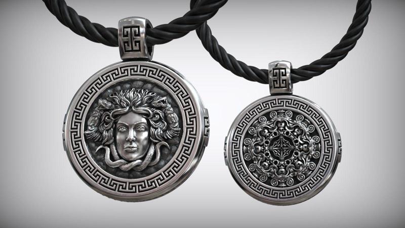 Medusa Gorgona Head Snake Ancient Greece Antique Pendant