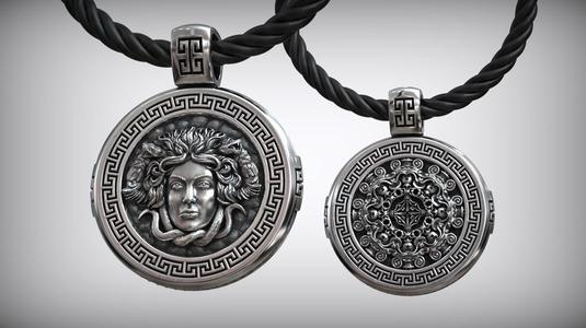 Medusa Gorgona Head Snake Ancient Greece Antique Pendant