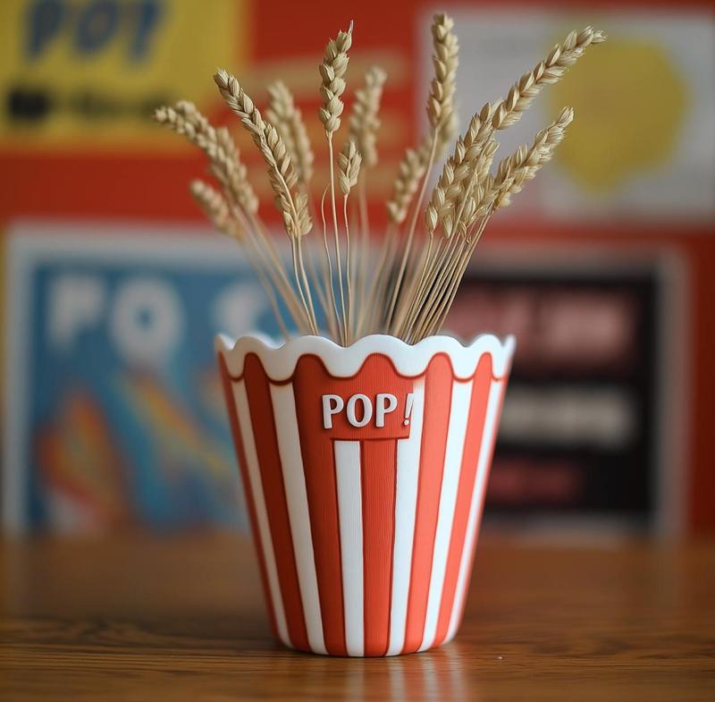 Popcorn Bucket Vase – Fun & Playful Home Decor