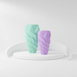 Strong Vase with modern geometric ice like design. Flower vase or desktop storage