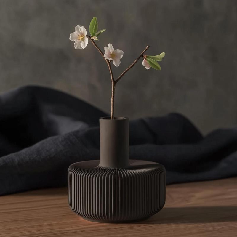 Kanso Ribs Vase – Minimalist Japandi Accent for Serene Interiors