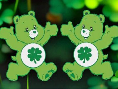 Lucky Care bear earrings and keychain
