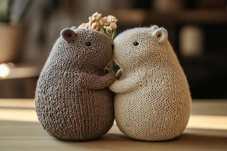 Knitted Capybara Sculptures