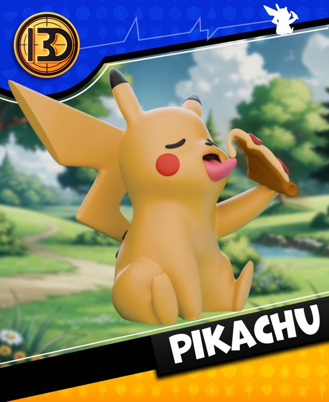 Pikachu eating Pizza