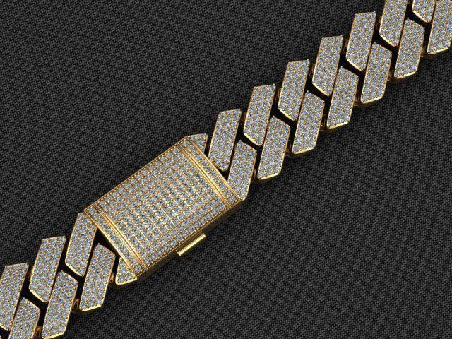 20MM CUBAN LINK CHAIN 3 ROWS DIAMOND BRACELET NECKLACE