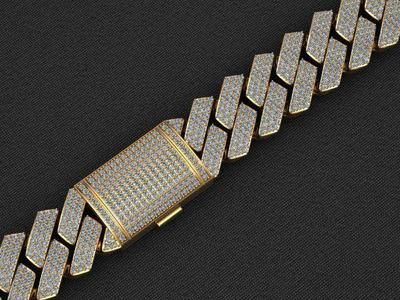 20MM CUBAN LINK CHAIN 3 ROWS DIAMOND BRACELET NECKLACE