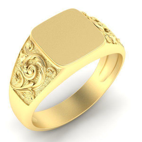 mens signet  ring with pattern