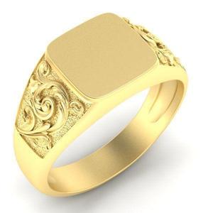 mens signet  ring with pattern