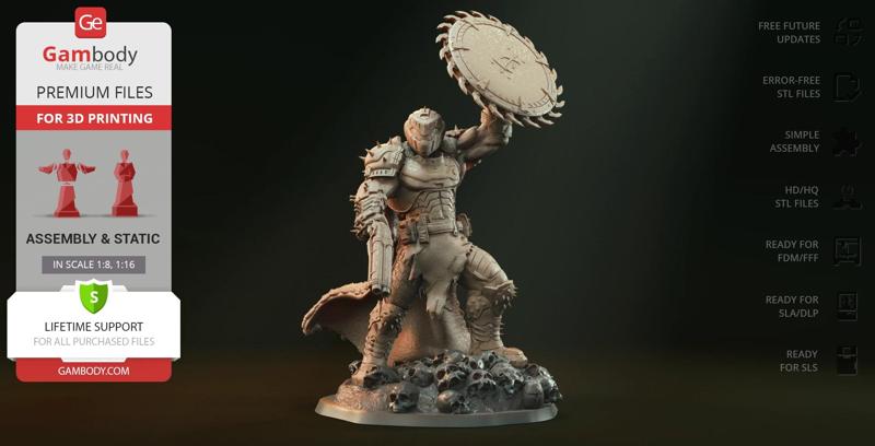 Doom Slayer vs Imps Diorama STL files for 3D Printing | Assembly Model