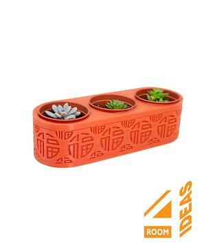 Succulent Triple Planter Chinese Style – Luck
