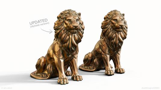 Lion Sculpture 3d print model 2 in 1
