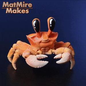 Ghost Crab articulated figure, print-in-place body, cute-flexi