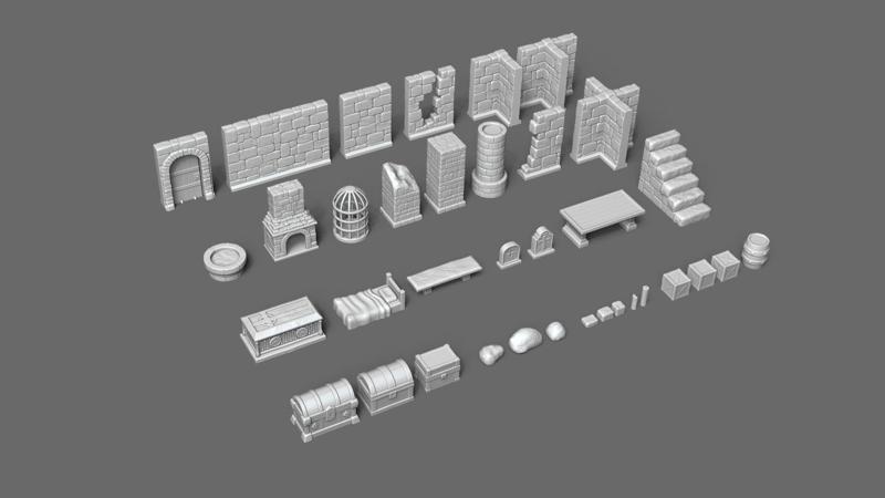 Modular RPG Dungeon Set Kit – 37 Printable Pieces