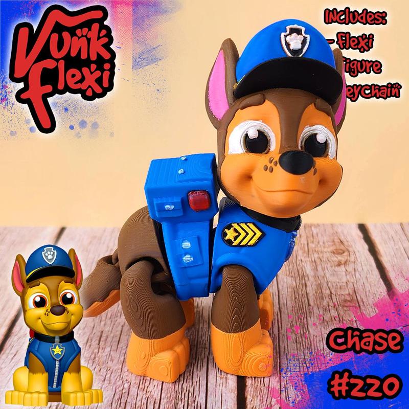 Paw Patrol Chase MultiColor Flexi Print-In-Place + figure & keychain